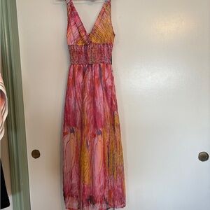 Elegant Pink and Orange Women's Dress